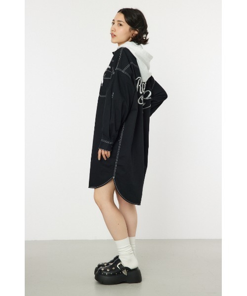 RODEO CROWNS WIDE BOWL（ロデオクラウンズワイドボウル）の「ウエスタンシャツワンピース（シャツワンピース・レディース・ブルー系その他/ブラック/カーキ/ブルー・FREE）」の5枚目の写真