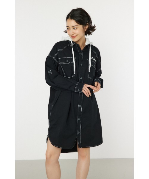 RODEO CROWNS WIDE BOWL（ロデオクラウンズワイドボウル）の「ウエスタンシャツワンピース（シャツワンピース・レディース・ブルー系その他/ブラック/カーキ/ブルー・FREE）」の7枚目の写真