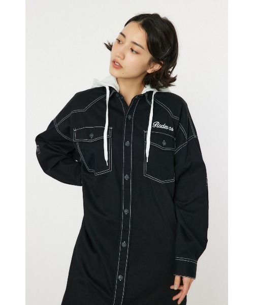 RODEO CROWNS WIDE BOWL（ロデオクラウンズワイドボウル）の「ウエスタンシャツワンピース（シャツワンピース・レディース・ブルー系その他/ブラック/カーキ/ブルー・FREE）」の9枚目の写真