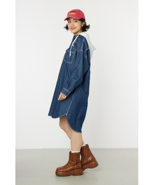 RODEO CROWNS WIDE BOWL（ロデオクラウンズワイドボウル）の「ウエスタンシャツワンピース（シャツワンピース・レディース・ブルー系その他/ブラック/カーキ/ブルー・FREE）」の11枚目の写真