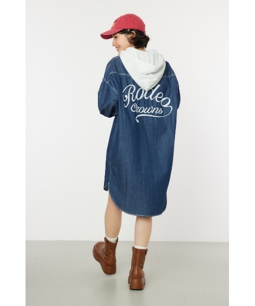 RODEO CROWNS WIDE BOWL（ロデオクラウンズワイドボウル）の「ウエスタンシャツワンピース（シャツワンピース・レディース・ブルー系その他/ブラック/カーキ/ブルー・FREE）」の12枚目の写真