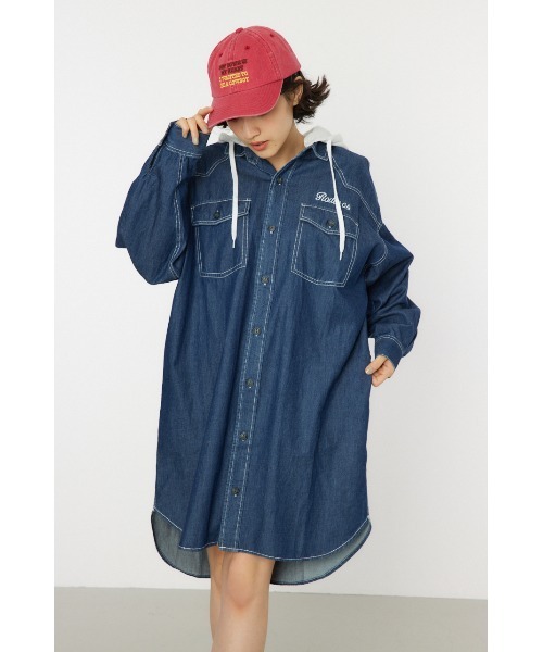 RODEO CROWNS WIDE BOWL（ロデオクラウンズワイドボウル）の「ウエスタンシャツワンピース（シャツワンピース・レディース・ブルー系その他/ブラック/カーキ/ブルー・FREE）」の14枚目の写真