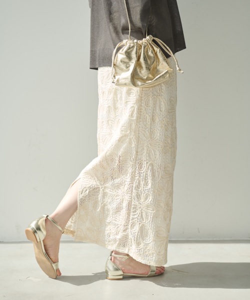 Shelly island（シェリーアイランド）の「コード刺繍レーススカート（スカート・レディース・ブラック/ホワイト・FREE）」の2枚目の写真