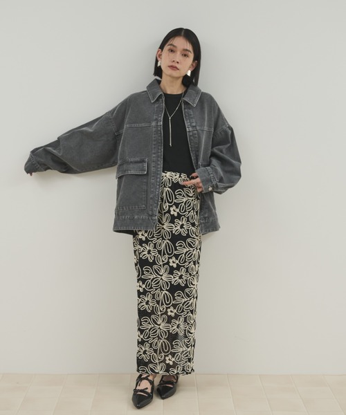 Shelly island（シェリーアイランド）の「コード刺繍レーススカート（スカート・レディース・ブラック/ホワイト・FREE）」の13枚目の写真