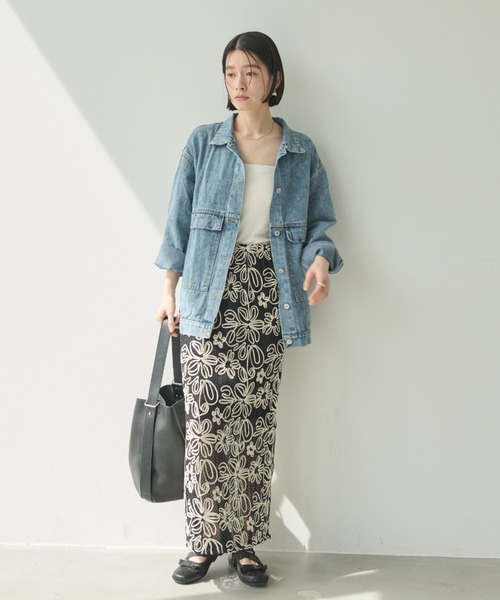 Shelly island（シェリーアイランド）の「コード刺繍レーススカート（スカート・レディース・ブラック/ホワイト・FREE）」の5枚目の写真