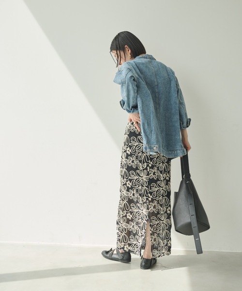 Shelly island（シェリーアイランド）の「コード刺繍レーススカート（スカート・レディース・ブラック/ホワイト・FREE）」の8枚目の写真