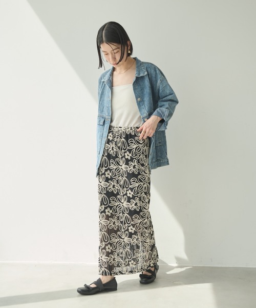 Shelly island（シェリーアイランド）の「コード刺繍レーススカート（スカート・レディース・ブラック/ホワイト・FREE）」の9枚目の写真