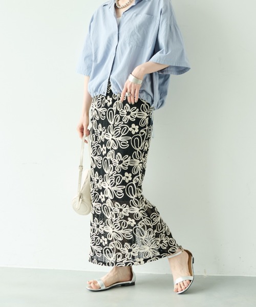 Shelly island（シェリーアイランド）の「コード刺繍レーススカート（スカート・レディース・ブラック/ホワイト・FREE）」の19枚目の写真