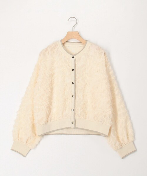 MICO COULIER（ミコクリエ）の「《オケージョン対応》フリンジクルーネックカーディガン（カーディガン/ボレロ・レディース・キナリ/ブラック/オフホワイト・38）」の3枚目の写真