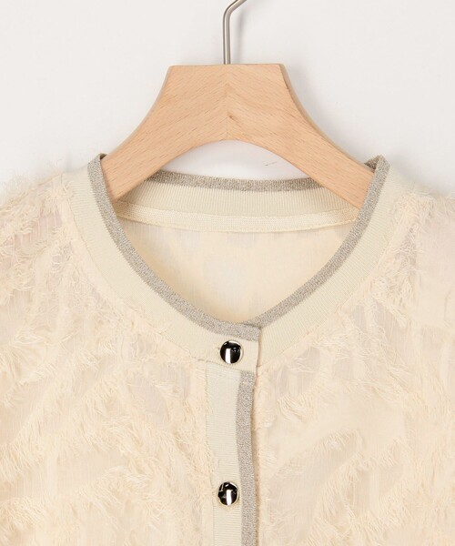 MICO COULIER（ミコクリエ）の「《オケージョン対応》フリンジクルーネックカーディガン（カーディガン/ボレロ・レディース・キナリ/ブラック/オフホワイト・38）」の9枚目の写真