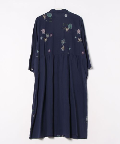 [15〜19号]綿麻ハンドワッシャー ローズスパーク刺繍×天竺シャツブラウス セール】綿麻ハンドワッシャー ローズスパーク刺繍×天竺シャツ