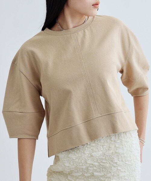GALLEST(ギャレスト)の「【再入荷】フォルムスリーブカットソー(Tシャツ/カットソー・レディース・チャコールグレー/ホワイト/ライトベージュ/オレンジ系・38)」の3枚目の写真