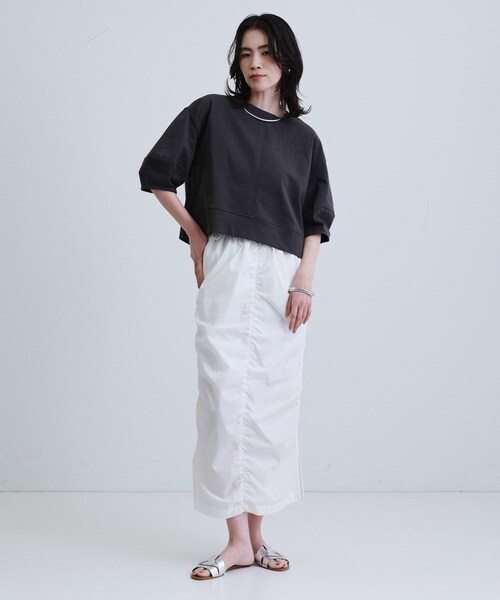 GALLEST(ギャレスト)の「【再入荷】フォルムスリーブカットソー(Tシャツ/カットソー・レディース・チャコールグレー/ホワイト/ライトベージュ/オレンジ系・38)」の5枚目の写真