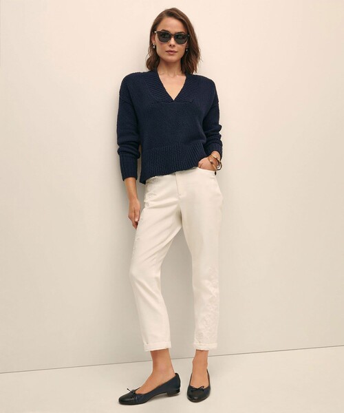 BROOKS BROTHERS（ブルックスブラザーズ）の「コットン オーバーサイズ Vネックセーター（ニット/セーター・レディース・ネイビー・LARGE/MEDIUM/SMALL/X-SMALL）」の5枚目の写真