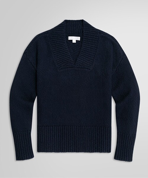 BROOKS BROTHERS（ブルックスブラザーズ）の「コットン オーバーサイズ Vネックセーター（ニット/セーター・レディース・ネイビー・LARGE/MEDIUM/SMALL/X-SMALL）」の6枚目の写真