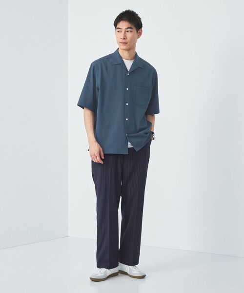green label relaxing（グリーンレーベルリラクシング）の「シャンブレー ツイル ジャストルーズ オープンカラー 半袖 シャツ -ストレッチ-（シャツ/ブラウス・メンズ・ネイビー/モカ/ロイヤルブルー・S/M/L/XL）」の7枚目の写真