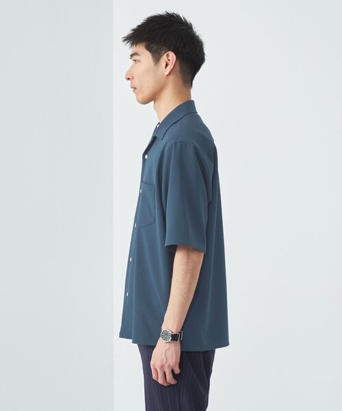 green label relaxing（グリーンレーベルリラクシング）の「シャンブレー ツイル ジャストルーズ オープンカラー 半袖 シャツ -ストレッチ-（シャツ/ブラウス・メンズ・ネイビー/モカ/ロイヤルブルー・S/M/L/XL）」の11枚目の写真