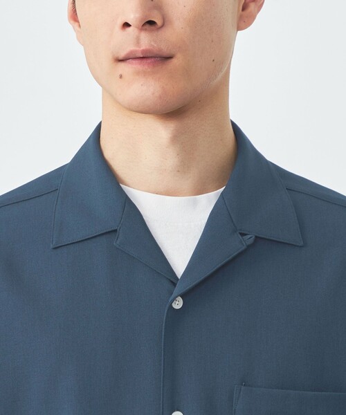 green label relaxing（グリーンレーベルリラクシング）の「シャンブレー ツイル ジャストルーズ オープンカラー 半袖 シャツ -ストレッチ-（シャツ/ブラウス・メンズ・ネイビー/モカ/ロイヤルブルー・S/M/L/XL）」の17枚目の写真