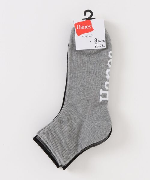 HANES（ヘインズ）の「【HANES/ヘインズ】つま先・踵パイル仕様 クォーターレングスソックス 3足組（ソックス/靴下・メンズ・ホワイト/ブラック/グレー・MEDIUM）」の3枚目の写真