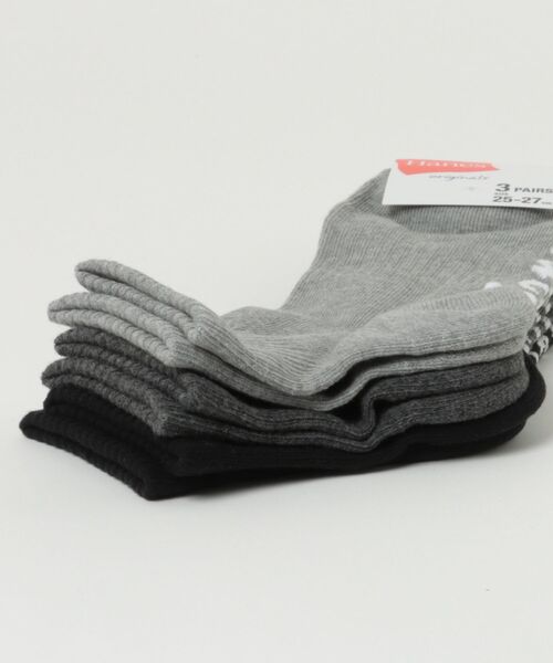 HANES（ヘインズ）の「【HANES/ヘインズ】つま先・踵パイル仕様 クォーターレングスソックス 3足組（ソックス/靴下・メンズ・ホワイト/ブラック/グレー・MEDIUM）」の16枚目の写真