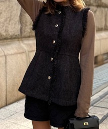 ST.ROONEY（セントルーニー）の「ツイードフリンジベスト【低身長・小柄女性向け】（ベスト）」