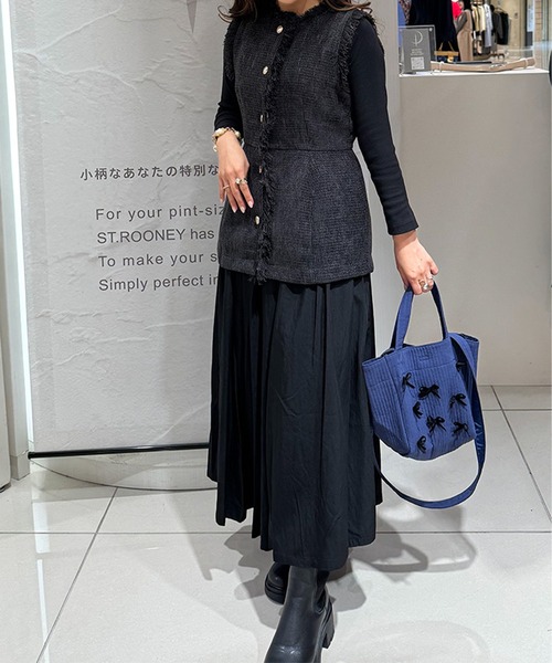 ST.ROONEY(セントルーニー)の「ツイードフリンジベスト【低身長・小柄女性向け】(ベスト・レディース・ブラック/グレー系その他・XS)」の7枚目の写真