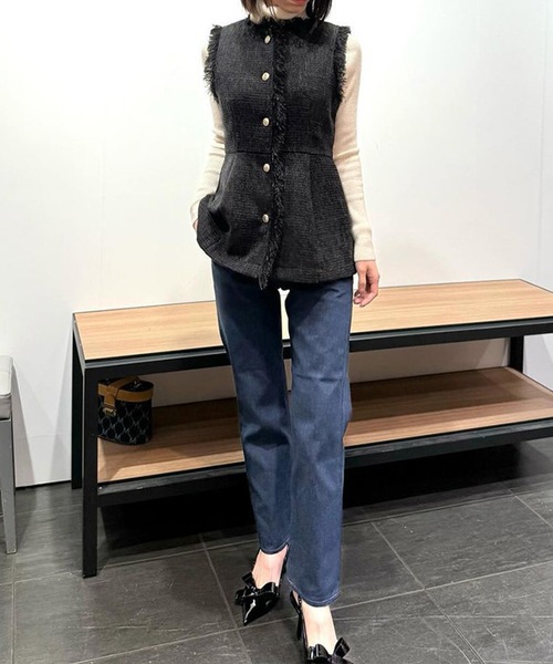 ST.ROONEY(セントルーニー)の「ツイードフリンジベスト【低身長・小柄女性向け】(ベスト・レディース・ブラック/グレー系その他・XS)」の8枚目の写真