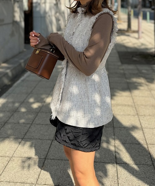 極美品UBig ツイードフリンジベストS ツイードフリンジベスト【低身長・小柄女性向け】（ベスト）｜ST