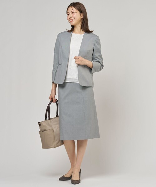 J.PRESS(ジェイプレス)の「【セットアップ対応・人気素材】コットンFITTY ノーカラー ジャケット(ノーカラージャケット・レディース・ネイビー系/ベージュ系/ライトグレー系・T13/T17/T15)」の18枚目の写真