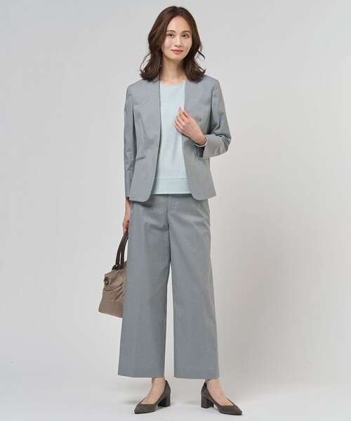 J.PRESS(ジェイプレス)の「【セットアップ対応・人気素材】コットンFITTY ノーカラー ジャケット(ノーカラージャケット・レディース・ネイビー系/ベージュ系/ライトグレー系・T13/T17/T15)」の17枚目の写真