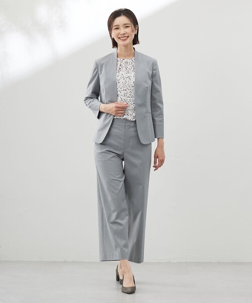 J.PRESS(ジェイプレス)の「【セットアップ対応・人気素材】コットンFITTY ノーカラー ジャケット(ノーカラージャケット・レディース・ネイビー系/ベージュ系/ライトグレー系・T13/T17/T15)」の15枚目の写真