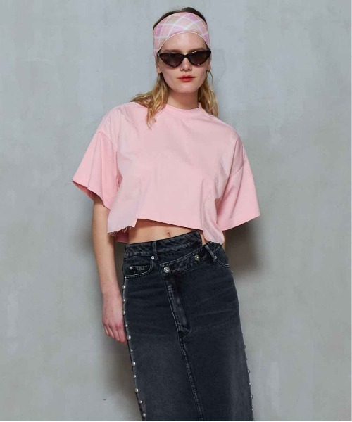 【メゾンスペシャル】メッシュ/クロップド/ブルゾン/ピンク MAISON SPECIAL（メゾンスペシャル）の「Cut Off Short Denim