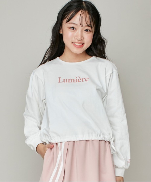 JENNI love(ジェニィラブ)の「【コットン100%】リボンドロストフレンチロゴ短丈ロンT(Tシャツ/カットソー・キッズ・ブラック/ピンク/オフホワイト・130cm/140cm/160cm/150cm)」の1枚目の写真