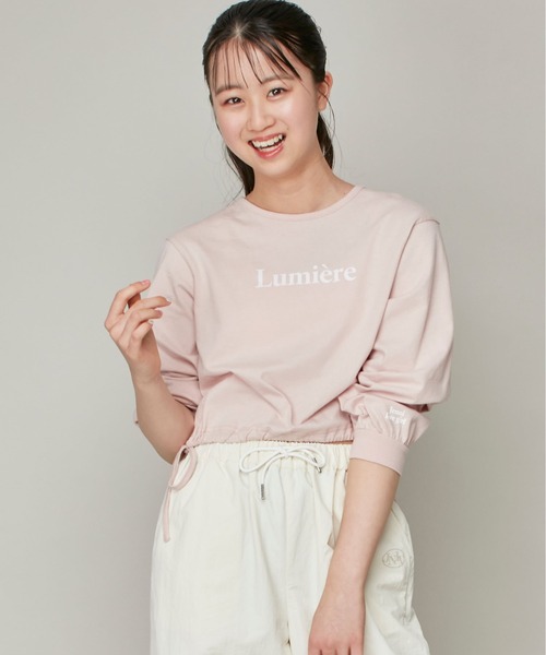 JENNI love(ジェニィラブ)の「【コットン100%】リボンドロストフレンチロゴ短丈ロンT(Tシャツ/カットソー・キッズ・ブラック/ピンク/オフホワイト・130cm/140cm/160cm/150cm)」の3枚目の写真