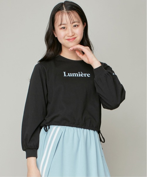 JENNI love(ジェニィラブ)の「【コットン100%】リボンドロストフレンチロゴ短丈ロンT(Tシャツ/カットソー・キッズ・ブラック/ピンク/オフホワイト・130cm/140cm/160cm/150cm)」の2枚目の写真