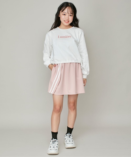 JENNI love(ジェニィラブ)の「【コットン100%】リボンドロストフレンチロゴ短丈ロンT(Tシャツ/カットソー・キッズ・ブラック/ピンク/オフホワイト・130cm/140cm/160cm/150cm)」の4枚目の写真