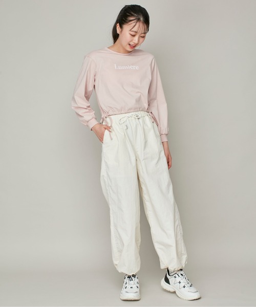 JENNI love(ジェニィラブ)の「【コットン100%】リボンドロストフレンチロゴ短丈ロンT(Tシャツ/カットソー・キッズ・ブラック/ピンク/オフホワイト・130cm/140cm/160cm/150cm)」の8枚目の写真