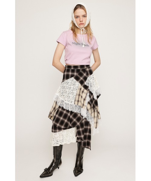 新品未使用タグ付☆SLY　REMAKE LIKE LACE CHECK スカート セール】REMAKE LIKE LACE CHECK SK リメイクライク レース