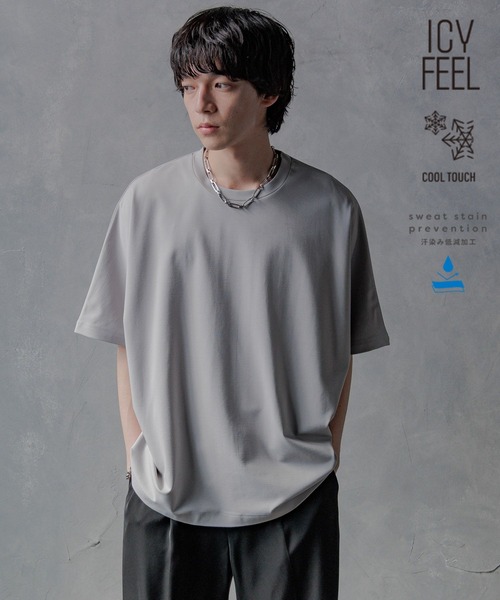 HARE(ハレ)の「【接触冷感 汗シミ低減】ICYポンチドルマンカットソー(HARE)(Tシャツ/カットソー・メンズ・ブラック/ホワイト/グレー/ブルー・SMALL/MEDIUM)」の4枚目の写真