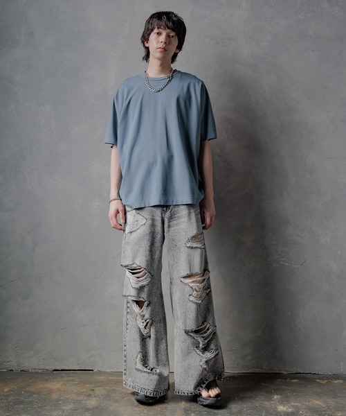 HARE(ハレ)の「【接触冷感 汗シミ低減】ICYポンチドルマンカットソー(HARE)(Tシャツ/カットソー・メンズ・ブラック/ホワイト/グレー/ブルー・SMALL/MEDIUM)」の18枚目の写真