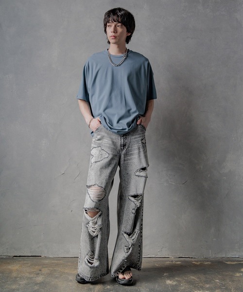 HARE(ハレ)の「【接触冷感 汗シミ低減】ICYポンチドルマンカットソー(HARE)(Tシャツ/カットソー・メンズ・ブラック/ホワイト/グレー/ブルー・SMALL/MEDIUM)」の19枚目の写真