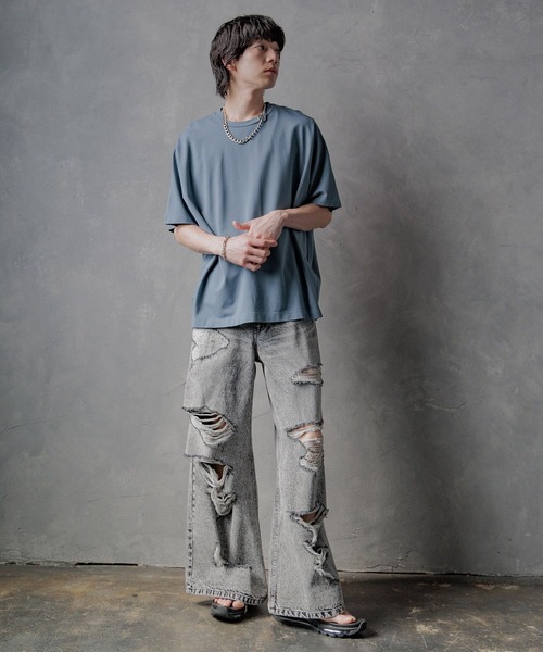 HARE(ハレ)の「【接触冷感 汗シミ低減】ICYポンチドルマンカットソー(HARE)(Tシャツ/カットソー・メンズ・ブラック/ホワイト/グレー/ブルー・SMALL/MEDIUM)」の21枚目の写真