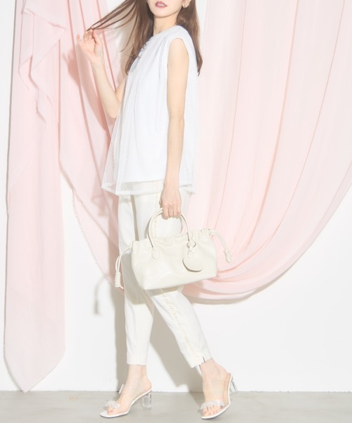 tocco closet(トッコ クローゼット)の「【ZOZO限定】スリーブレスドットチュールトップス(シャツ/ブラウス・レディース・ブラック/ネイビー/オフホワイト・M)」の7枚目の写真