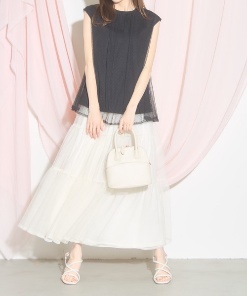 tocco closet(トッコ クローゼット)の「【ZOZO限定】スリーブレスドットチュールトップス(シャツ/ブラウス・レディース・ブラック/ネイビー/オフホワイト・M)」の13枚目の写真