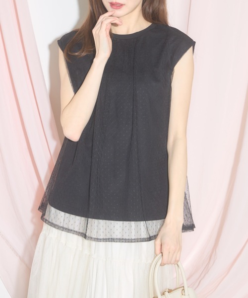 tocco closet(トッコ クローゼット)の「【ZOZO限定】スリーブレスドットチュールトップス(シャツ/ブラウス・レディース・ブラック/ネイビー/オフホワイト・M)」の15枚目の写真