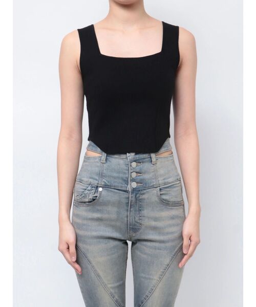 EMODA(エモダ)の「ミニマルフィットニット(ニット/セーター・レディース・グレー/ブラック/ホワイト・FREE)」の4枚目の写真