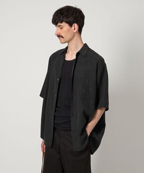 スティーブンアラン　ショートスリーブチェックシャツ　ブラック Steven Alan＞ スラブ レギュラーカラー ショートスリーブ