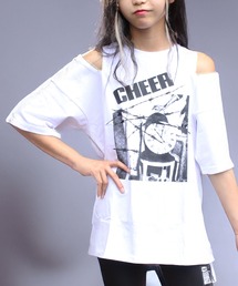 肩ジップフォトデザインプリントゆるTEE