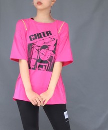 肩ジップフォトデザインプリントゆるTEE
