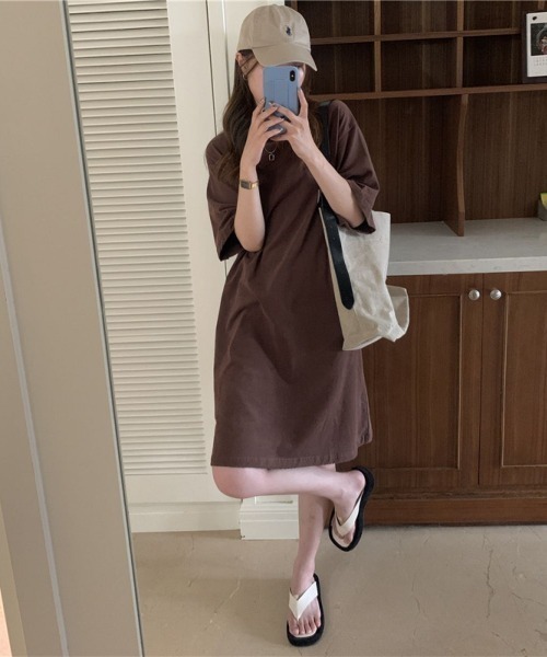 LETee(レティー)の「ティーシャツワンピース(Tシャツ/カットソー・レディース・マスタード/ブラウン/ブラック/ホワイト・FREE)」の20枚目の写真